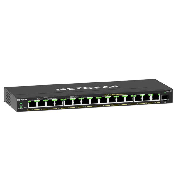 NETGEAR GS316EP 16-Port PoE+ Gigabit Plus Switch (180W) with 1 SFP Port