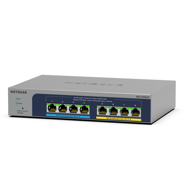NETGEAR MS108EUP 8-port Multi-Gigabit (2.5G) Ultra60 PoE++ Ethernet Plus Switch